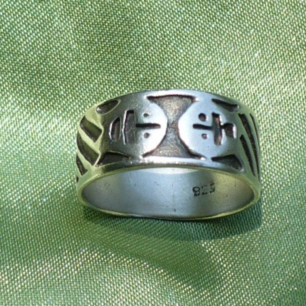 Sterling Silver 925 Band Aztec Tribal Boho Size 6